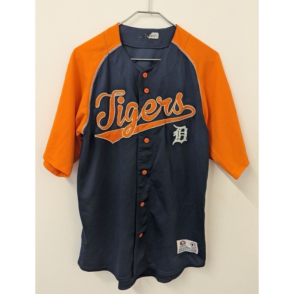 Mens Vintage MLB‎ True Fans Jersey Baseball Detroit Tigers Medium
